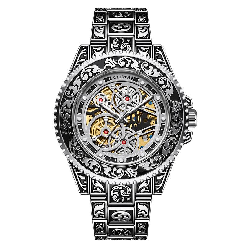 Топ Бренд Горячая Распродажа Новая Мода Светящиеся Мужские Автоматические Механические Часы Трендовые Ретро Мужские Наручные Часы