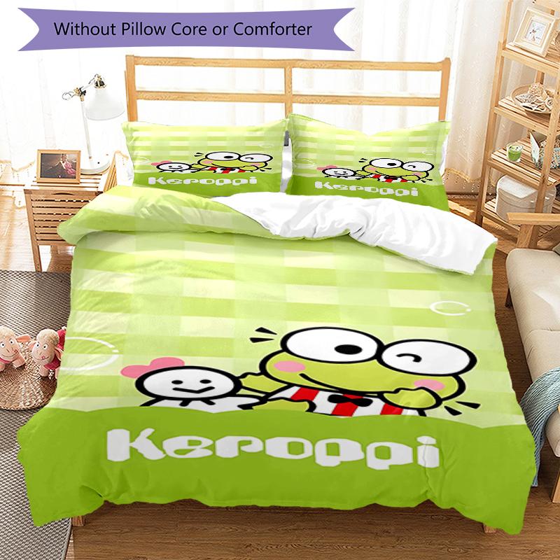 3pcs Sanrio7 Design Cover Set - HD Printed Bedding with 1 Cover and 2 Pillowcases - Perfect for Home and Dorm Decor