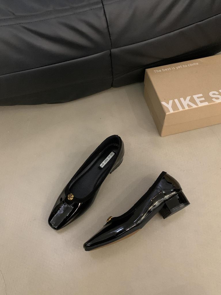 Лакированные туфли-лодочки на толстом каблуке, универсальные туфли, женская осенняя обувь на мягкой подошве, весенне-осенние туфли на низком каблуке, женская обувь