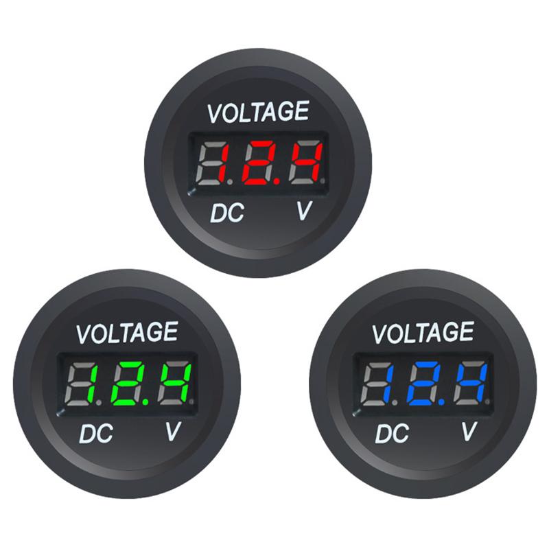 Измеритель напряжения с круглым цифровым дисплеем, вольтметр, модификация измерения, детали для мониторинга автомобилей/мотоциклов
