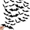 12-120Pcs 3D Black Bat Wall Stickers For Halloween Party Home Indoor Yard Decoration Scary Props Kids Room DIY Wall Decals