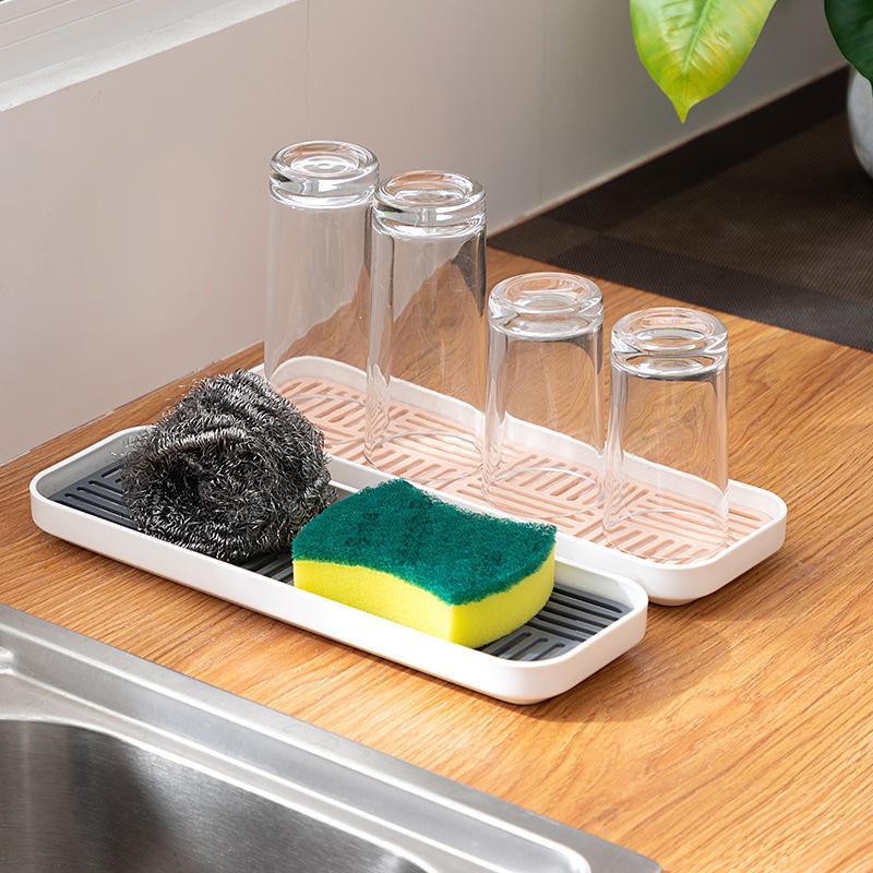 Sink Soap Rack Kitchen Storage Trays Home Organizer Sponge Holder Cup Tableware Drain Tray Dish Washing Scrubber