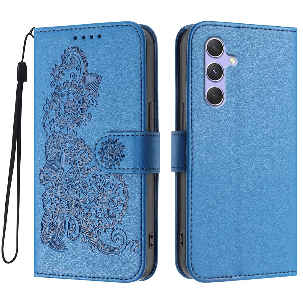 For Samsung Galaxy A54 5G Phone Cases Mandala Flower Leather Wallet Mobile Cover with Strap