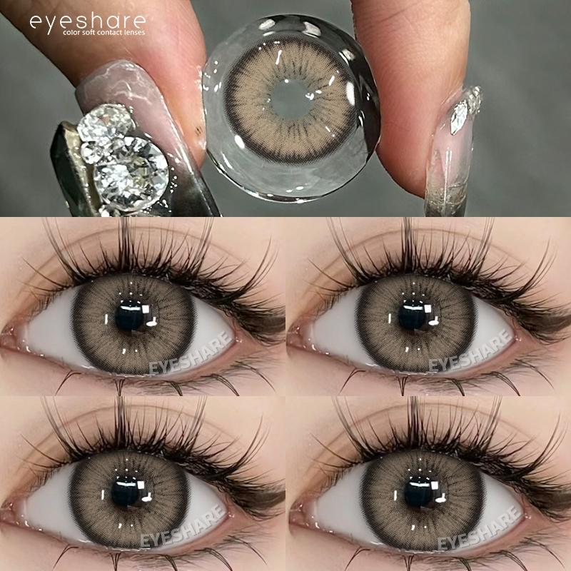 Eyeshare Коричневые цветные контактные линзы Натуральные мягкие контактные линзы для глаз Модное украшение 14,2 мм Годовые 2 шт.=1 пара