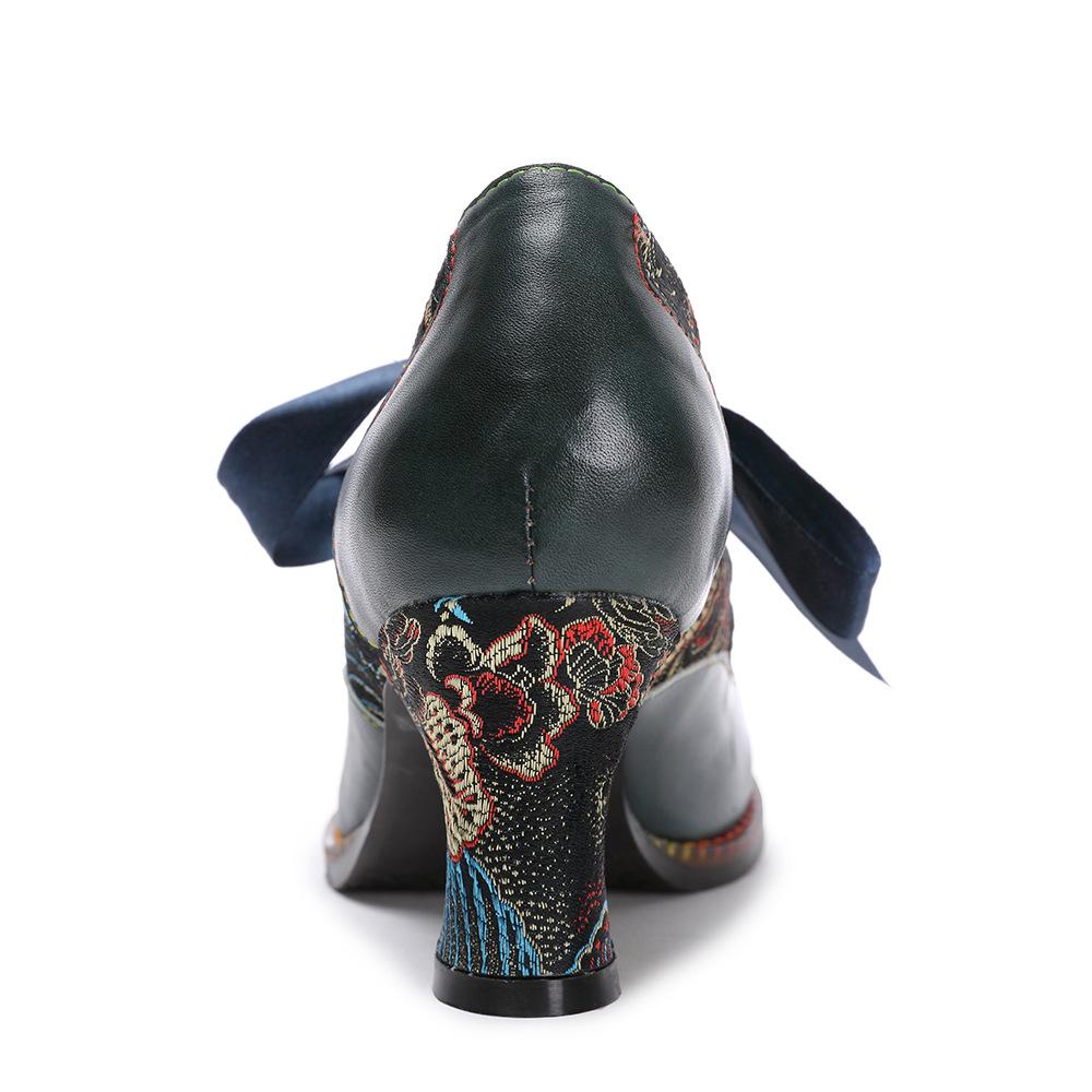 Johnature Женская обувь, туфли-лодочки, туфли-лодочки на высоком каблуке в стиле ретро, ​​женская обувь ручной работы на шнуровке с острым носком из натуральной кожи