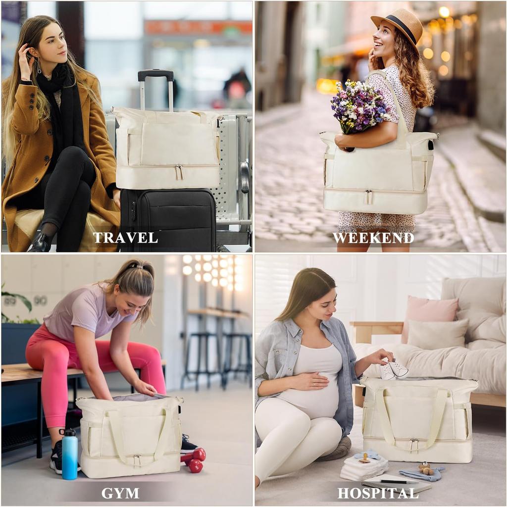 Женская спортивная сумка, дорожная сумка Weekender с отделением для обуви, карманом для мокрых вещей и USB-портом для зарядки, сумка для переноски на ночь для тренировок и путешествий