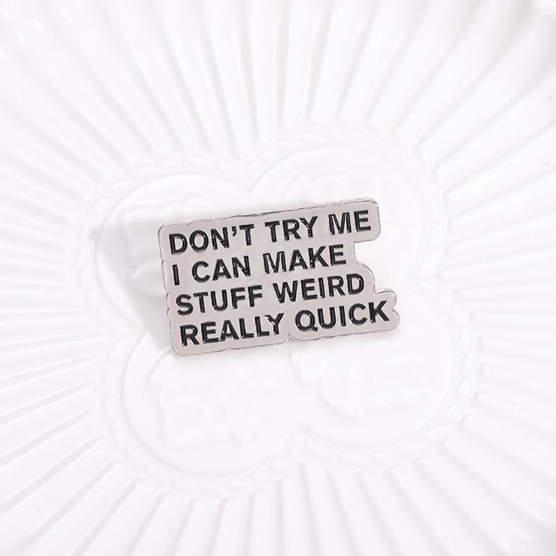 Creative Minimalist Black Letter Metal Brooch Vintage Inspirational Quote Pin For Stylish Individuals