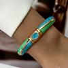 Dripping Oil Enamel Cuff Bracelet Flower Wide Cuff Bangle Retro Geometric Cloisonne Bangle  Women