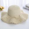 Hat Women's New Summer Wave Big Brimmed Grass Hat Versatile Bow Sunscreen Beach Women's Grass Hat