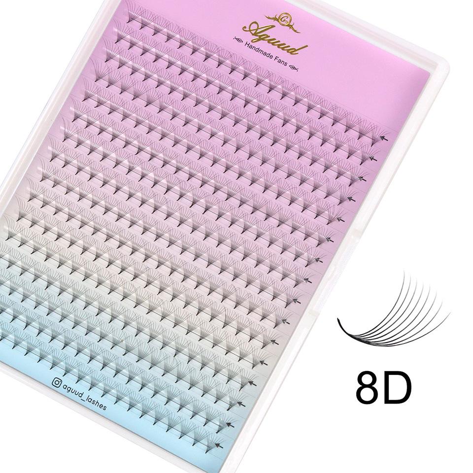 AGUUD Premade Fans Eyelash Extensions 5D 6D 8D 10D 12D 14D Sharp Narrow Pointy Base Russian Volume Fans Thin Stem Lash Extension