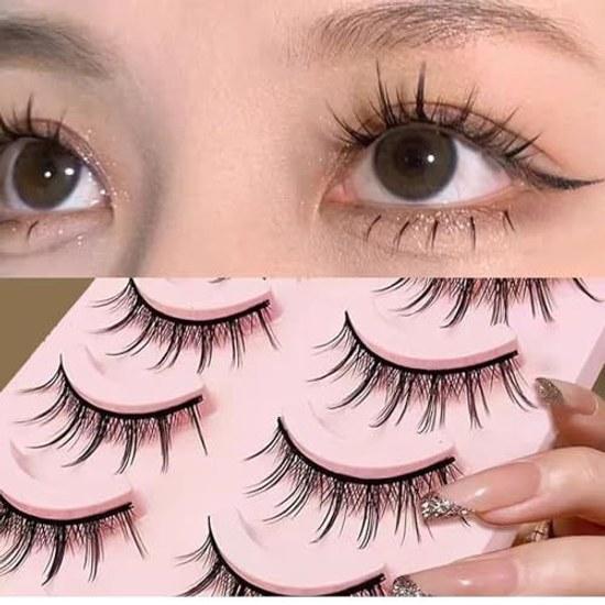 False eyelashes upper lashes 5 pairs natural black soft core ultra-lightweight handmade reusable light makeup everyday makeup.