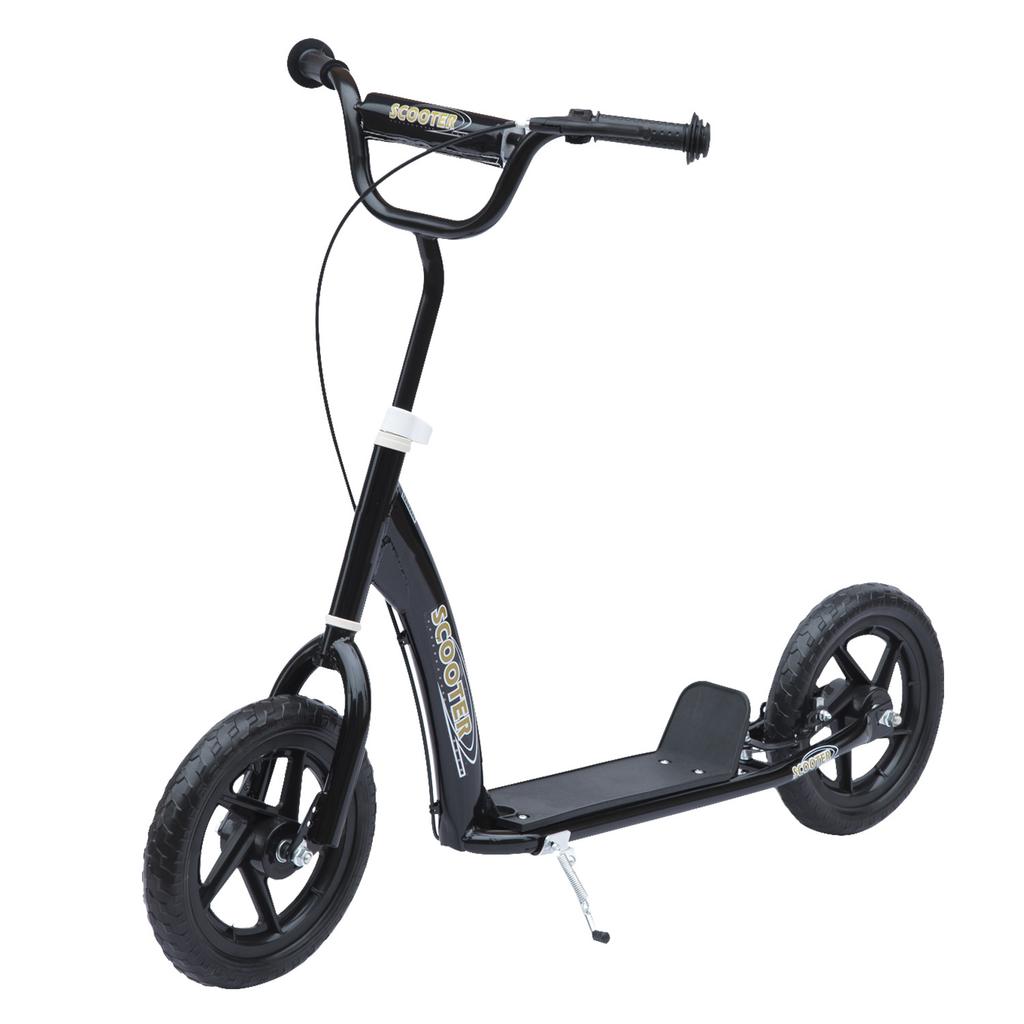 Kids Scooter Kick Scooter, with 12" EVA Tyres, Rear Brake, Big Wheels Scooter for 5-12 Years , Black