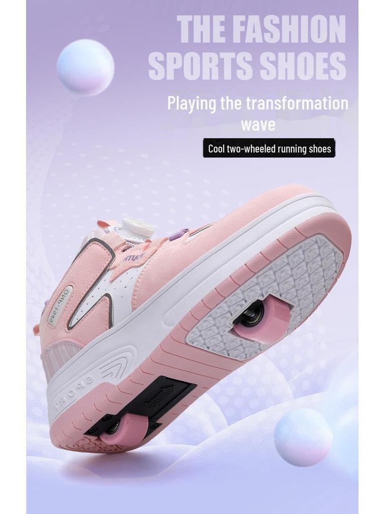 Кроссовки для бега с двумя колесами Mesh 2024 для детей — обувь для катания на роликах со спортивной пряжкой