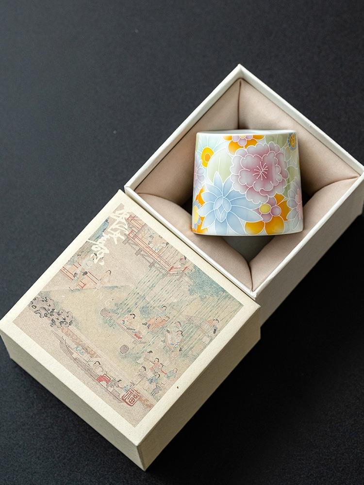 Антикварные расписанные вручную чашки для чая с цветами, керамическая чашка мастера, китайский чайный сервиз для кунг-фу, бытовая чайная церемония, личная одиночная посуда для питья