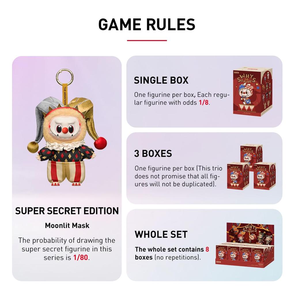[Официальный магазин POP MART] Серия WHY SO SERIOUS Плюшевый кулон [1 шт.] Pop Mart Игрушка-сюрприз Гатча Плюшевая кукла Пластиковая модель Подарок Акция для фанатов Pop