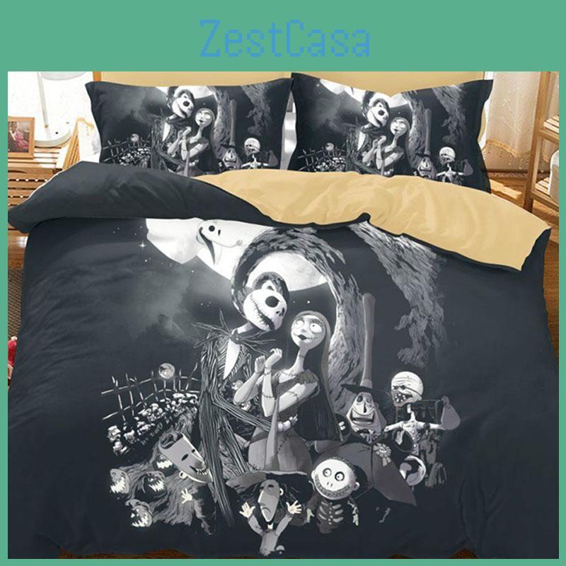 Luxurious 3d The Nightmare Before Christmas Jack Comforter Duvet Cover Bedding Set