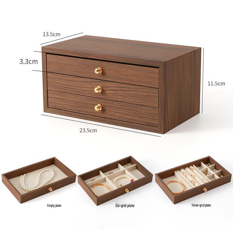 Элегантная многоуровневая деревянная шкатулка для украшений с большим отделением для ожерелий, браслетов и колец
