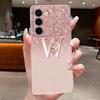 Чехол для Realme C83 5G/P4 Lite 5G, прозрачный силиконовый TPU, противоударный, мягкий корпус, розовый, с блестящим узором 'Счастливая буква от А до Я', парный чехол