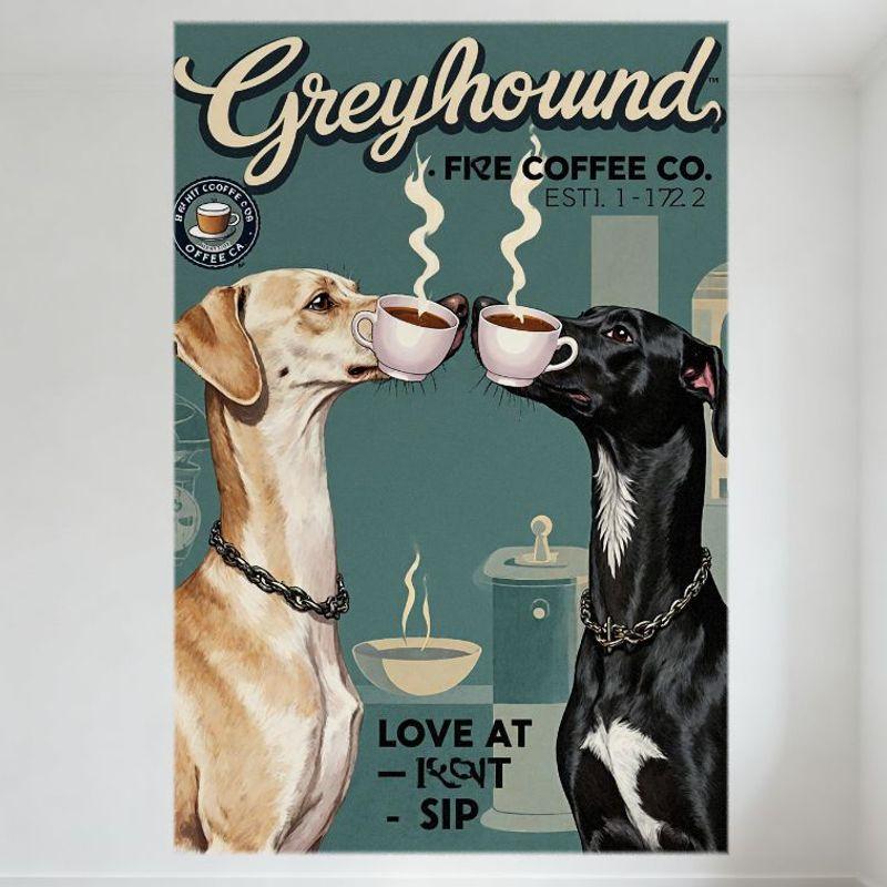 DORA Tin Sign Greyhound Fire Coffee Co Vintage Metal Sign Retro Dog Coffee Cup Tin Poster for Bar Cafe Home Wall Decor x Inch Tin Sign