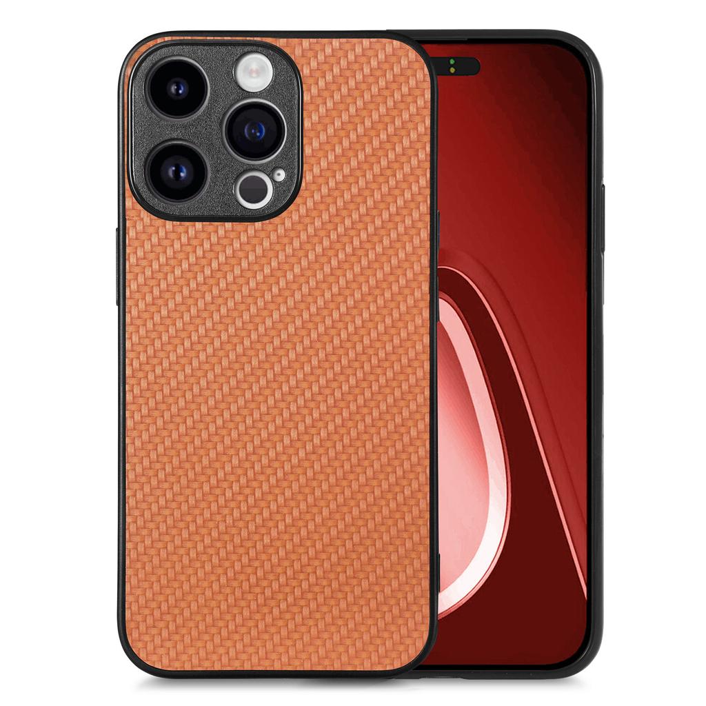 Чехол для iPhone 15 Pro Max с текстурой углеродного волокна, PU+PC+TPU чехол для телефона