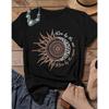 Women Casual Fashion T-shirt Letter Sun Moon Print Loose O-neck Short SleeveTshirt Summer Tops New