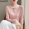 Women's Fashion Casual Fall Winter Solid Color Print Long Sleeve POLO Neck Sweaters