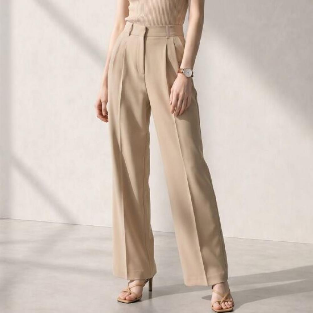 Melting Brown Women Semi Wide Slacks High Waist