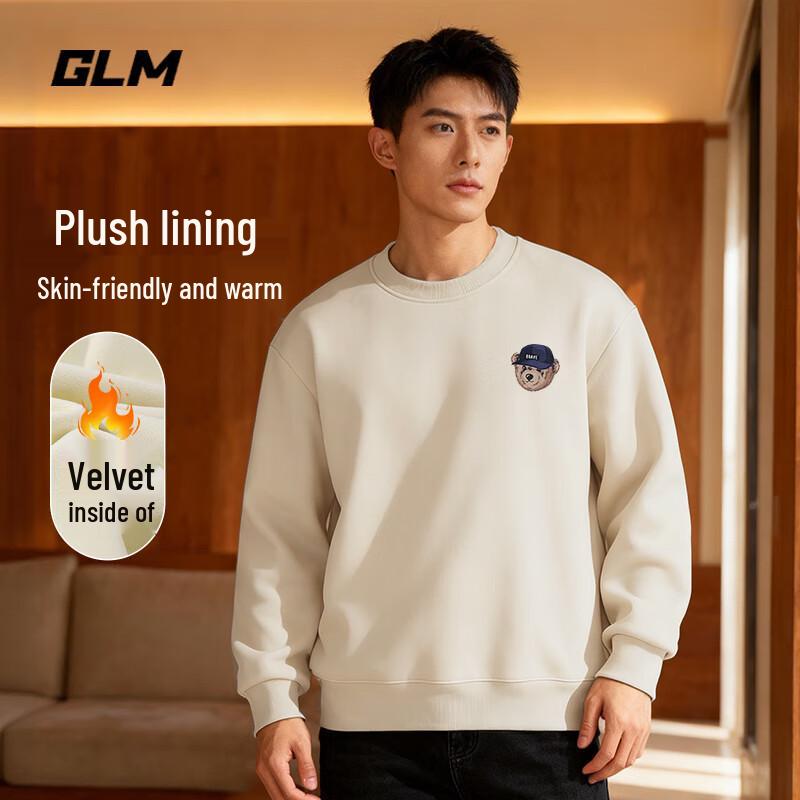 GLM Men's Alun Fleece Warm Round Neck Hoodie with JGL Bear Design