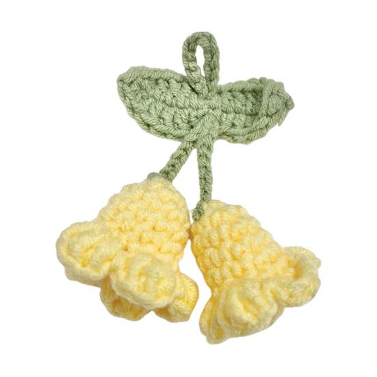 Вязаный брелок для ключей с цветком ручной работы, женский вязаный крючком шерстяной цветок, сумка в виде листа, подвески