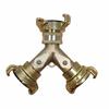Brass Y Watering Y-Connector with Valve, Quick-Connect Doubler