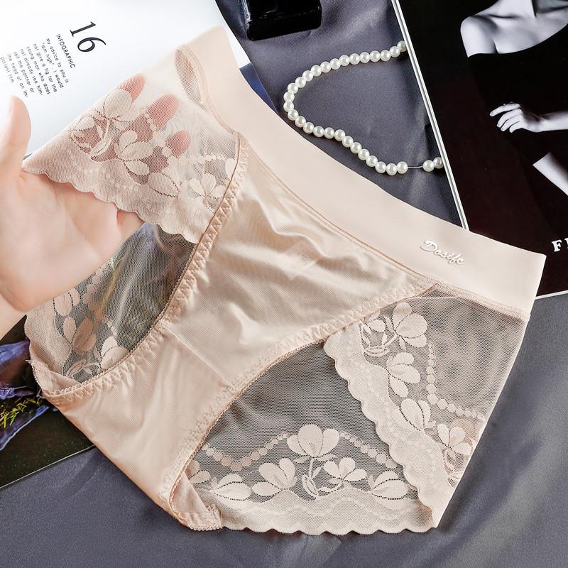 Трусики-стринги из высококачественного атласного кружева с высокой талией, поддерживающие живот, с приподнимающим бедра хлопковым швом и сексуальной сеткой, размер плюс