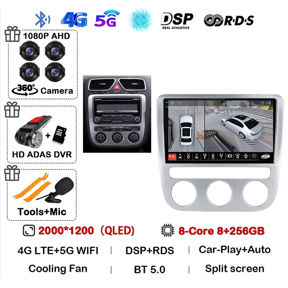 Android 14 для volkswagen vw scirocco eos 2009-2014 автомагнитола carplay Мультимедиа автоматическое головное устройство GPS-навигация стерео