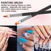6Pcs Nail Art Brush Design Tip Painting Drawing Carving Dotting Pen FlatFan Liner Acrylic Gel UV Polish Manicure Tools