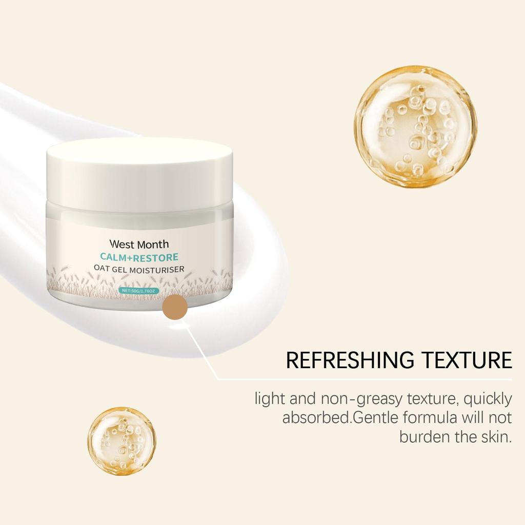 West&Month Oat Moisturizing Cream, Deeply Nourishes Facial Skin, Moisturizing and Hydrating Gentle Care Lotion 50g