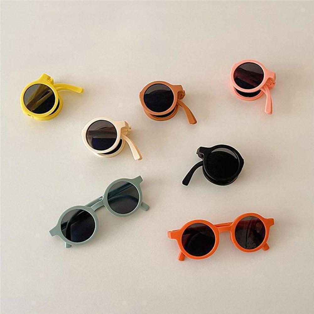 Foldable Design Children's Sunglasses Candy Colored Round Frame Sunglasses For Girls
