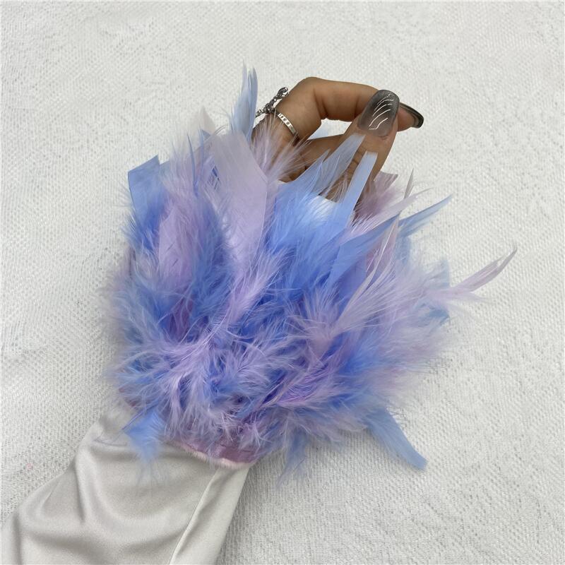1 шт., манжеты из страусиного пера из натурального меха, манжеты из страусиных перьев, браслет с застежкой, манжеты из перьев, рукав на запястье