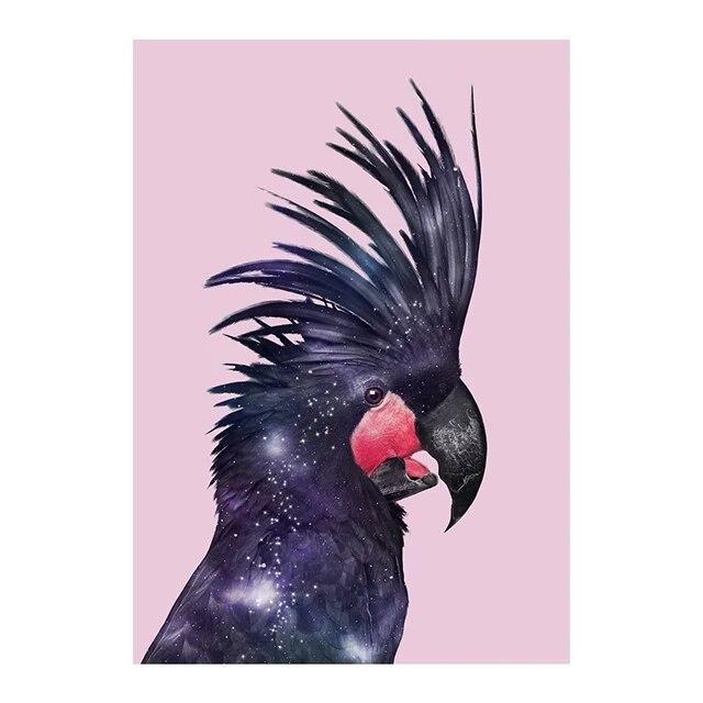Винтажный цветной холст с изображением животных, олень, леопард, попугай, фламинго, ворона, сова, настенные художественные постеры и принт для дома, Декор в гостиную, без рамки
