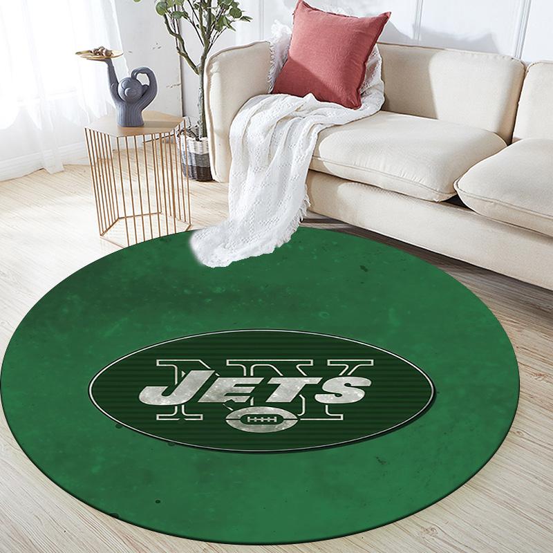 New York Jets2 Round Area Rug,Carpet Rug for Living Room Bedroom Sofa Playroom Decor,Non-slip Floor Mat