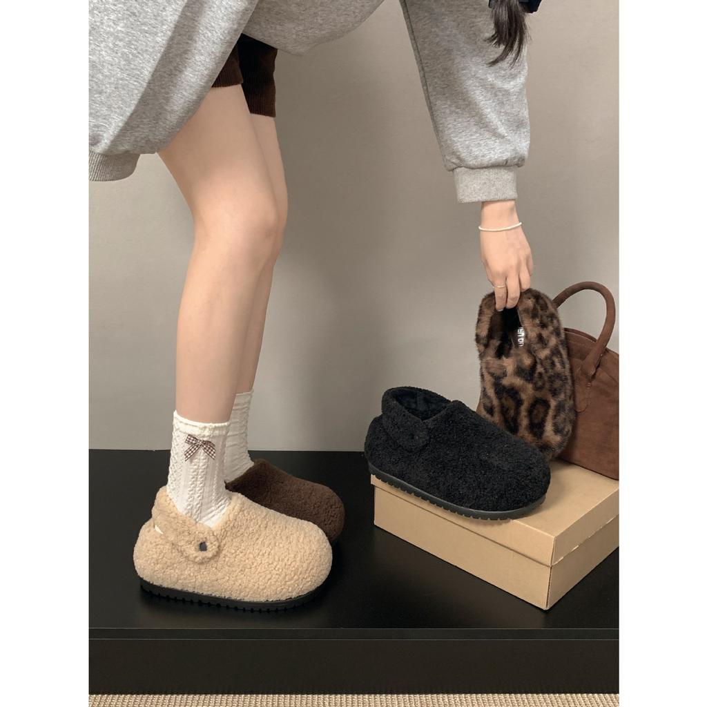 Тапочки Queen Fan французские на толстой подошве, пушистые, для женской одежды, новинка 2025 года, осень-зима, увеличивающие рост, ретро, с закрытым носком