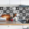 Black and White Pattern Matte Surface Floor Sticker Adhesive Tile Decoration Film For Tiles /Ground In Kitchen Bathroom Non-slip