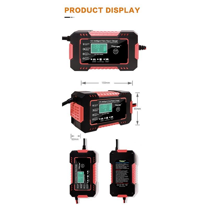 Полностью автоматическое автомобильное зарядное устройство 12 В, 6 А/12 В 10 А, 24 В 5 А/12 В 8 А, 24 В 4 А, зарядное устройство с цифровым дисплеем, импульсные зарядные устройства для ремонта, влажные, сухие, свинцово-кислотные
