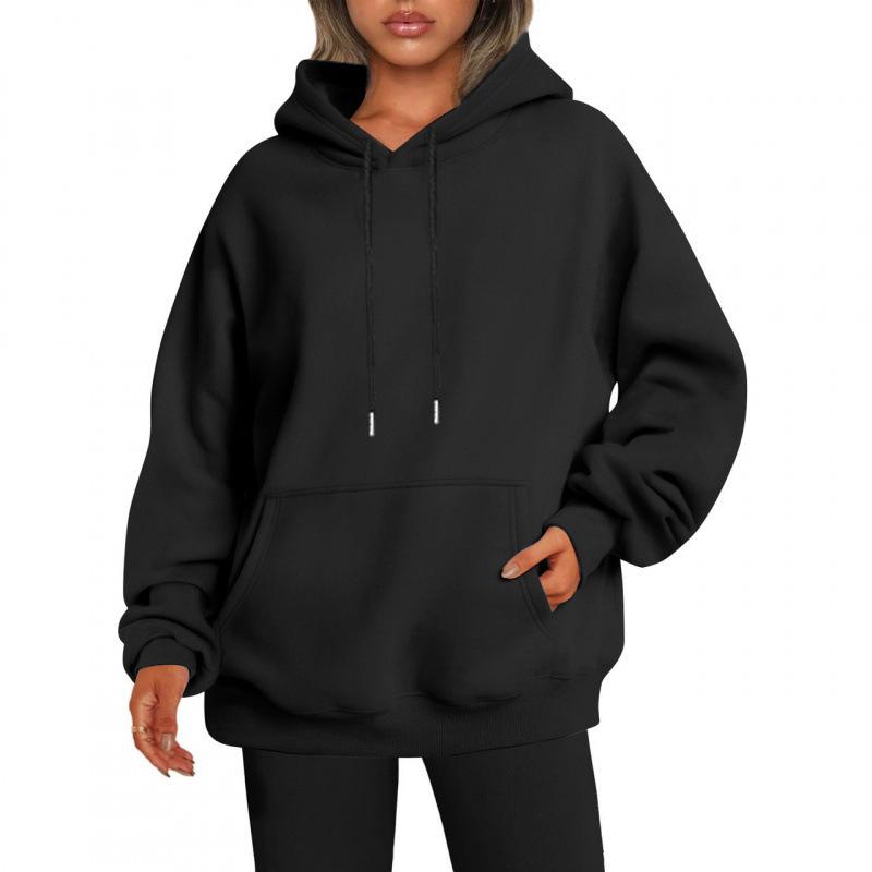 European and American Style Solid Color Women's Thick Hooded Sweatshirt, Autumn Edition, Customizable Logo.