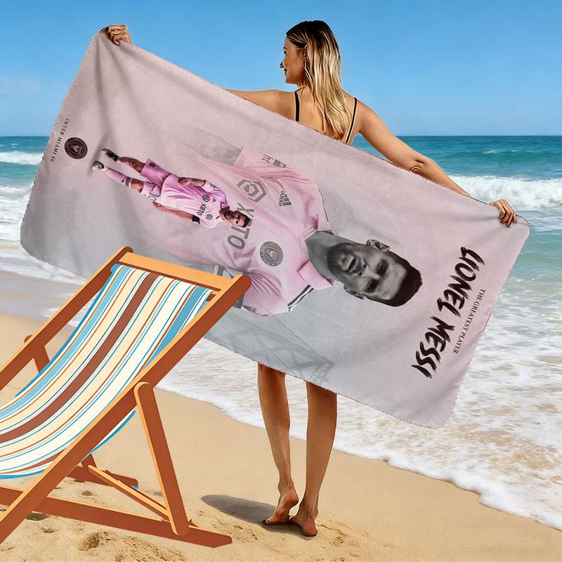 Messi Supremacy Print Beach Towel, Large Soft Quick Dry Towel for Beach Camping Swimming