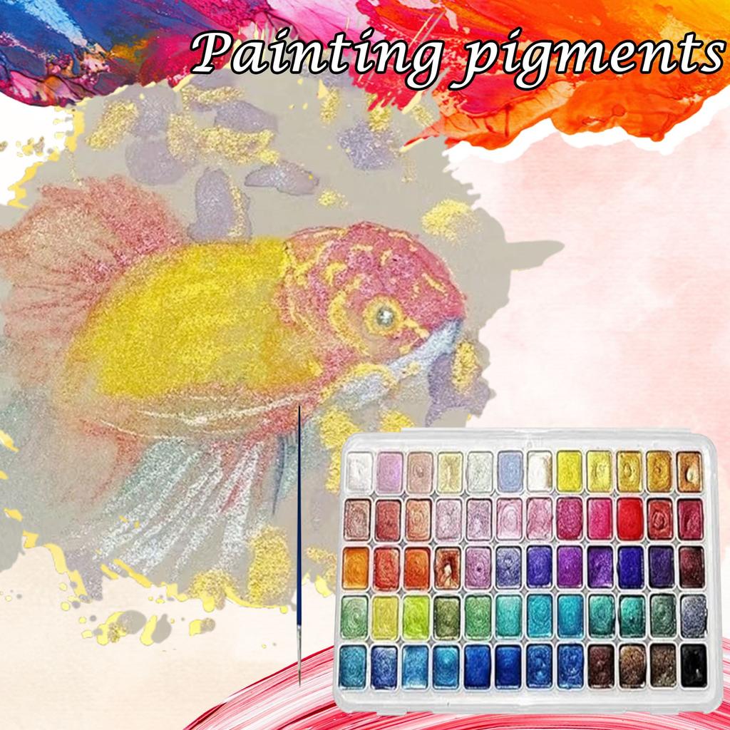 Порошковый Перламутровый Пигмент Акварель для Рисования, Набор из 60 Цветов, Меняющая Цвет Акварель, Легко Смешиваемая Акварель с Блестками