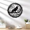 Crow Wall Art Decor Gothic Metal Raven Silhouette Halloween Wall Decoration Sign for Entryway Living Room TV Backdrop Wall