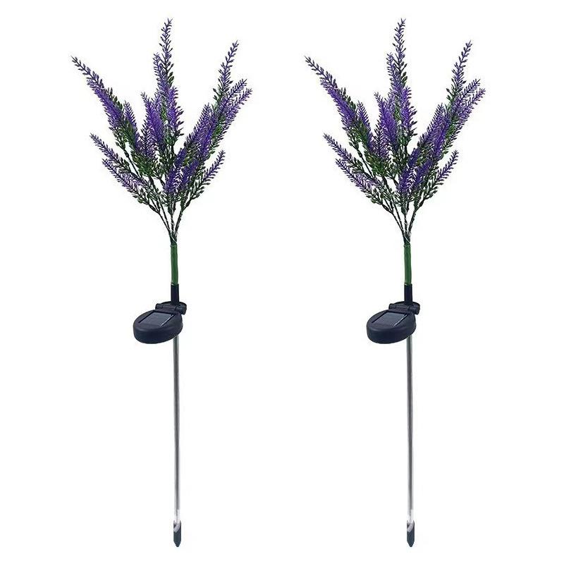 Solar-Powered Lavender LED Lights, Outdoor Waterproof Fairy Garden Decor, Floral Lawn Stake Lights for Yard Pathway Landscape Decoration
