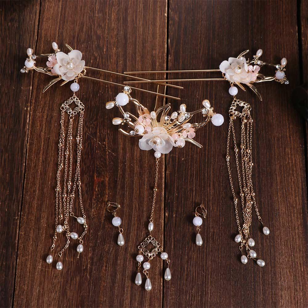 Светлые цвета свадебное платье аксессуары для волос пластиковые серьги шпильки набор свадебный головной убор помолвка