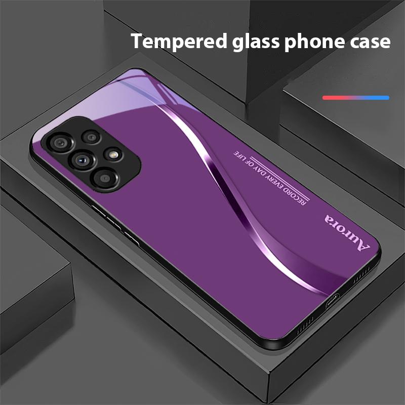 Двухцветные полосы для Samsung Galaxy S 8 9 10 20 Plus 21 FE 22 23 24 Ultra S7 Edge Черный Чехол для телефона из закаленного стекла Жесткий чехол