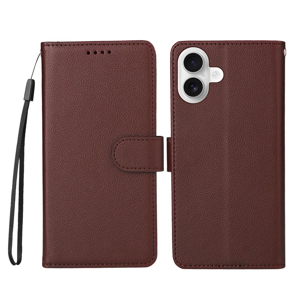 For iPhone 16 Case RFID Blocking 3 Card Slots PU Leather Phone Cover with Wrist Strap