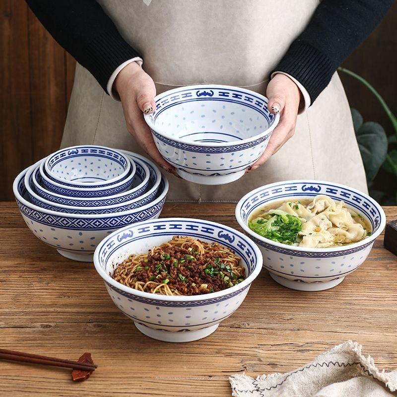 Набор пиал с драконами из сине-белого фарфора – Керамические тарелки для риса и супа с лапшой, подглазурная роспись